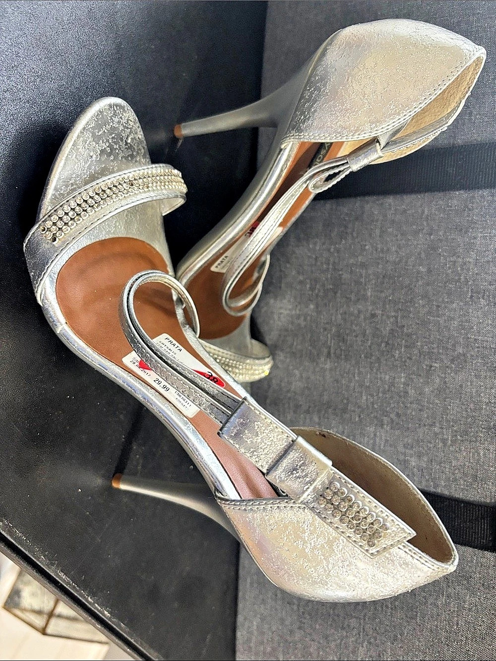 G by Guess Silver Embellished Heels US 8.5
